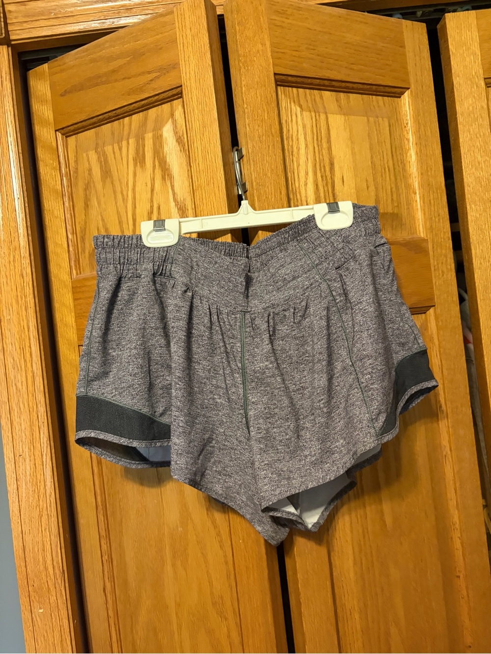 lululemon athletica Heather Gray Running Shorts with Black Trim